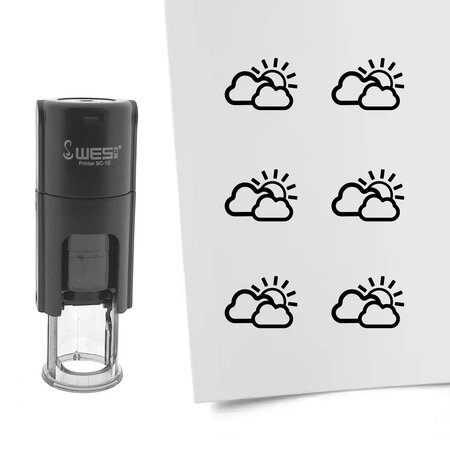 Stempel of stempeltje bewolkt met zon afdruk 10mm rond - per 1 stuk