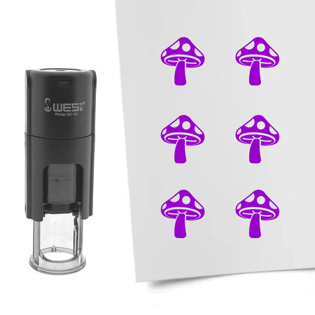 Stempel of stempeltje van een paddenstoel afdruk 10mm rond - per 1 stuk