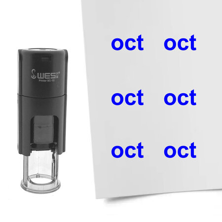 Stempel of stempeltje van de tekst Oct voor de maand oktober (Engelse versie) 10mm rond - per 1 stuk