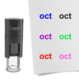 Stempel of stempeltje van de tekst Oct voor de maand oktober (Engelse versie) 10mm rond - per 1 stuk