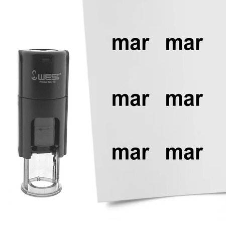 Stempel of stempeltje van de tekst mar voor de maand maart (Engelse versie) 10mm rond - per 1 stuk