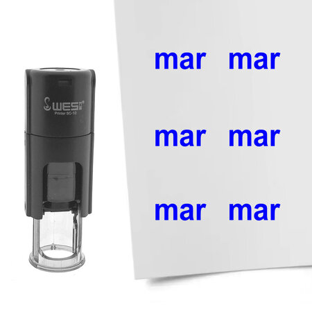 Stempel of stempeltje van de tekst mar voor de maand maart (Engelse versie) 10mm rond - per 1 stuk