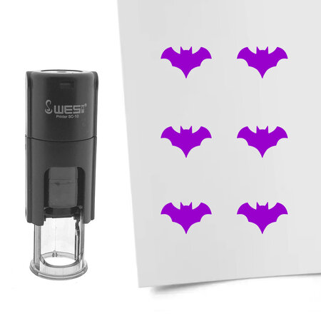 Stempel of stempeltje van een vleermuis afdruk 10mm rond - per 1 stuk