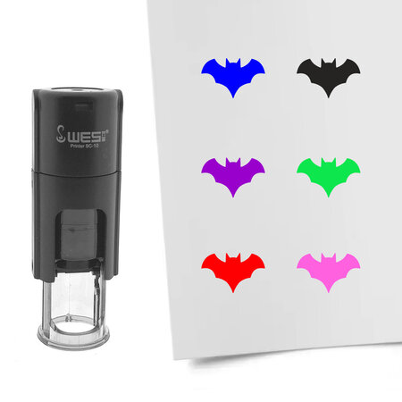 Stempel of stempeltje van een vleermuis afdruk 10mm rond - per 1 stuk