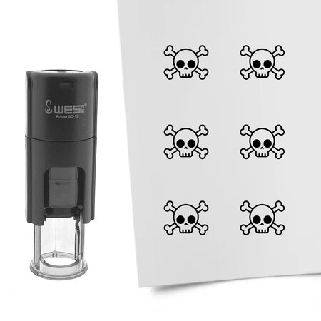 Stempel of stempeltje van een doodshoofd afdruk 10mm rond - per 1 stuk