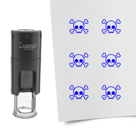 Stempel of stempeltje van een doodshoofd afdruk 10mm rond - per 1 stuk