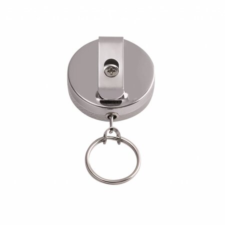 Rollmatic Sleutelhanger Ø50mm met 100cm uittrekbaar Nylon koord  - carbon look - bruine wortel look