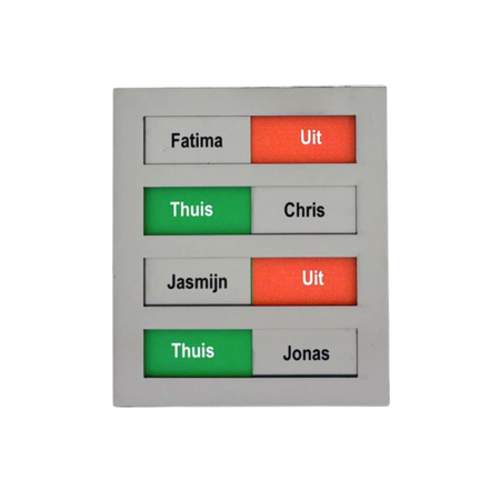 Vrij-bezet paneeltjes van Acrylaat.  Schuifprofiel in RVS-Look.