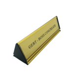 Bureau naambordje Prestige aluminium met naamstrook in goudkleurig 245x77mm - per 1 stuk