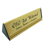 Bureau naambordje Prestige aluminium met naamstrook in goudkleurig 245x77mm - per 1 stuk