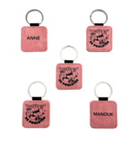 CombiCraft Leren sleutelhanger vierkant met logo in lichtroze 50x50mm - per 1 stuk