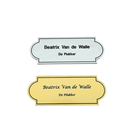 Kunststof naamplaatje met tape 100x38mm Klassiek ontwerp