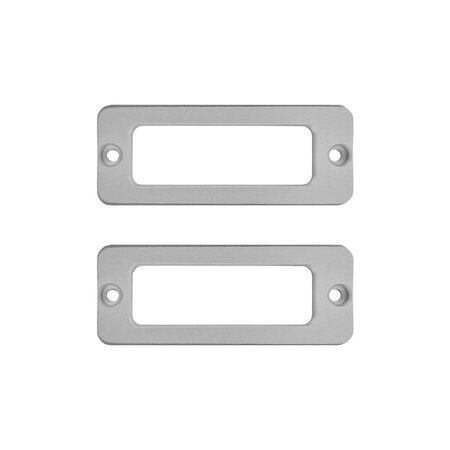 Naamplaathouder aluminium 65x25x4mm met 2 taps toelopende gaatjes - per 1 stuk