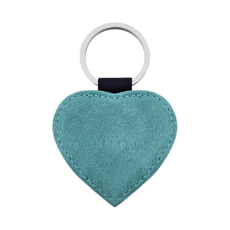 Blanco leren sleutelhanger hart 62x57mm - per 1 stuk