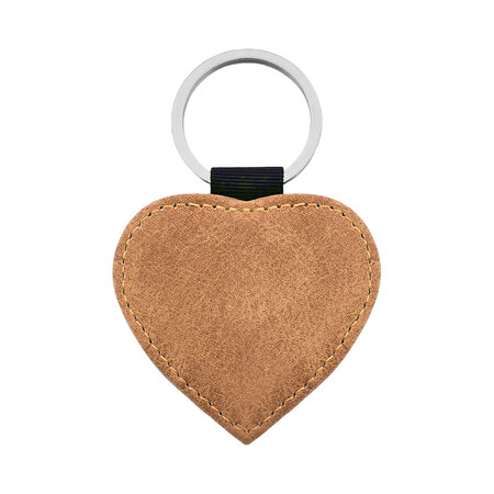 Blanco leren sleutelhanger hart 62x57mm - per 1 stuk