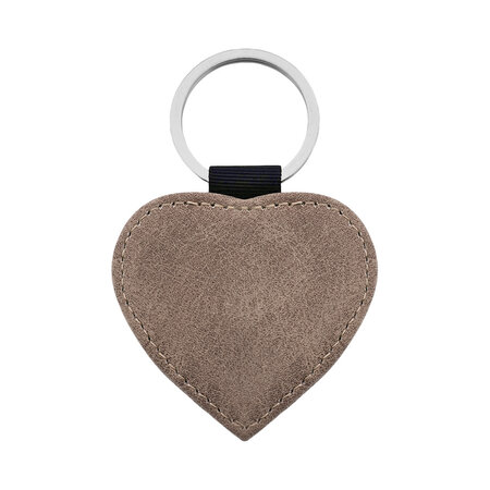 Blanco leren sleutelhanger hart 62x57mm - per 1 stuk