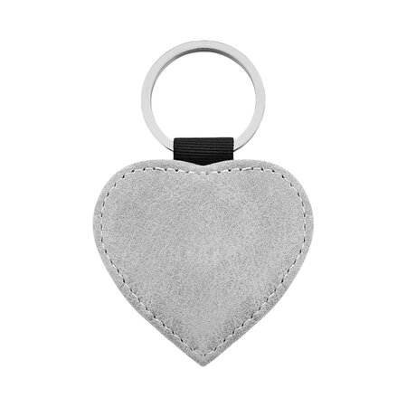 Blanco leren sleutelhanger hart 62x57mm - per 1 stuk