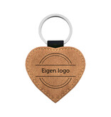 Leren sleutelhanger hart met eigen ontwerp 62x57mm lichtbruin - per 1 stuk