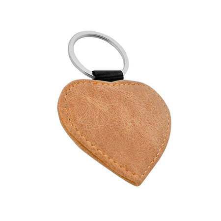 CombiCraft Leren sleutelhanger hart met eigen ontwerp 62x57mm lichtbruin - per 1 stuk
