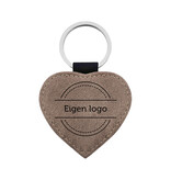 Leren sleutelhanger hart met eigen ontwerp 62x57mm licht bruin - per 1 stuk