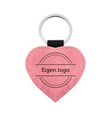 Leren sleutelhanger hart met eigen ontwerp 62x57mm roze - per 1 stuk