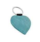 Leren sleutelhanger hart met eigen ontwerp 62x57mm turquoise - per 1 stuk