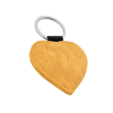 CombiCraft Leren sleutelhanger hart met eigen ontwerp 62x57mm okergeel  - per 1 stuk