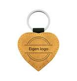 Leren sleutelhanger hart met eigen ontwerp 62x57mm okergeel  - per 1 stuk
