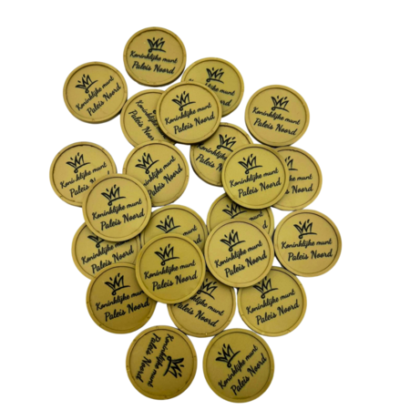 Plastic munten met rand 100 stuks Ø29mm diverse kleuren met een bedrukking voor kleinverbruikers - handmatig bestellen