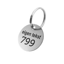 Dikker Aluminium sleutellabel met tekst en nummer