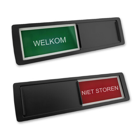 Welkom Niet Storen bordje in een  kunststof schuifprofiel ca. 178x50mm