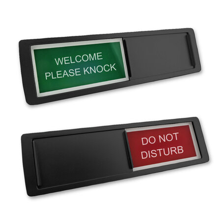 CombiCraft Welcome please knock Do not disturb bordje in een kunststof schuifprofiel ca. 178x50mm