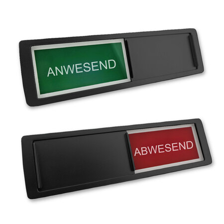Anwesend Abwesend bordje in een kunststof schuifprofiel ca. 178x50mm