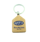 Houten sleutelhanger huis met logo 35x45mm - per 1 stuk