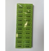 Restpartij Lotennummers groen en pastelgeel 280 x 100 x 1 mm