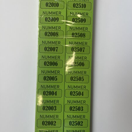 Restpartij Lotennummers groen en pastelgeel 280 x 100 x 1 mm