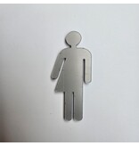 Plexiglas symboolbordjes voor het toilet genderneutral 31x70mm in metallic zilver