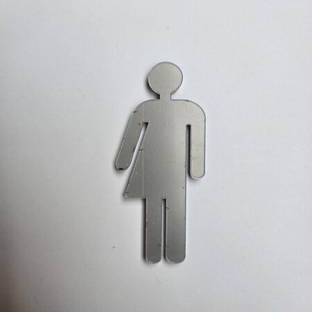 Plexiglas symboolbordjes voor het toilet genderneutral 31x70mm in metallic zilver