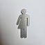 Plexiglas symboolbordjes voor het toilet genderneutral 31x70mm in metallic zilver