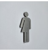 Plexiglas symboolbordjes voor het toilet genderneutral 31x70mm in metallic zilver
