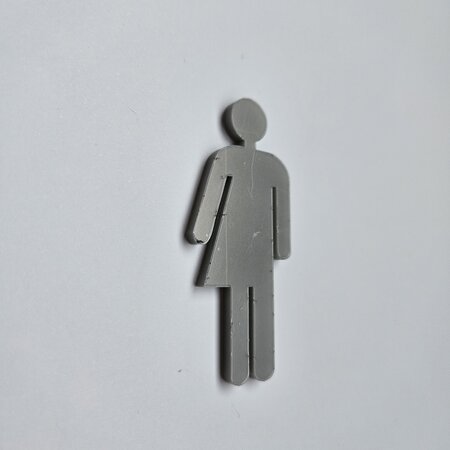 Plexiglas symboolbordjes voor het toilet genderneutral 31x70mm in metallic zilver