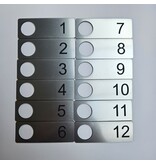 Restpartij  slotplaatjes 1 t/m 12 - 90x32x1,6mm en Ø23mm gat