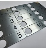 Restpartij  slotplaatjes 1 t/m 15 - 90x32x1,6mm en Ø23mm gat - Copy