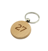 Houten sleutellabel cirkel met nummer gravering 40x40mm - per 1 stuk