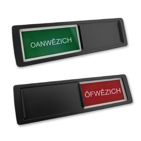 Oanwêzich Ôfwêzich bordje in een kunststof schuifprofiel ca. 178x50mm