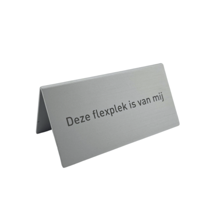 Tafelbordje Elisto van zilverkleurig aluminium met eigen ontwerp 100x50mm - per 1 stuk