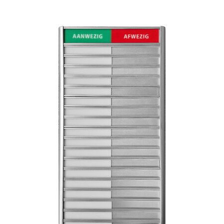 Aanwezigheidsbord business Aanwezig-Afwezig van aluminium voor 30 personen