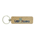 Houten sleutelhanger rechthoek met logo 27x80mm - per 1 stuk