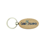 Houten sleutelhanger ovaal met logo 30x54mm - per 1 stuk