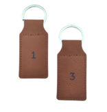 Leren sleutellabel met nummer rechthoek 33x70mm - per 1 stuk
